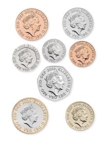 Selection of UK coins with Jody Clark's design of HRH Queen Elizabeth II